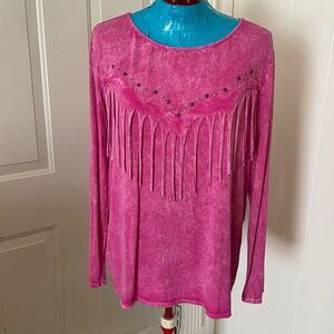 Blue Buttercup Retro Boho Long Sleeve Womens T-Shirt Size L